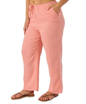 Juniors' Brenda Pull-On Cotton Crinkle Pants