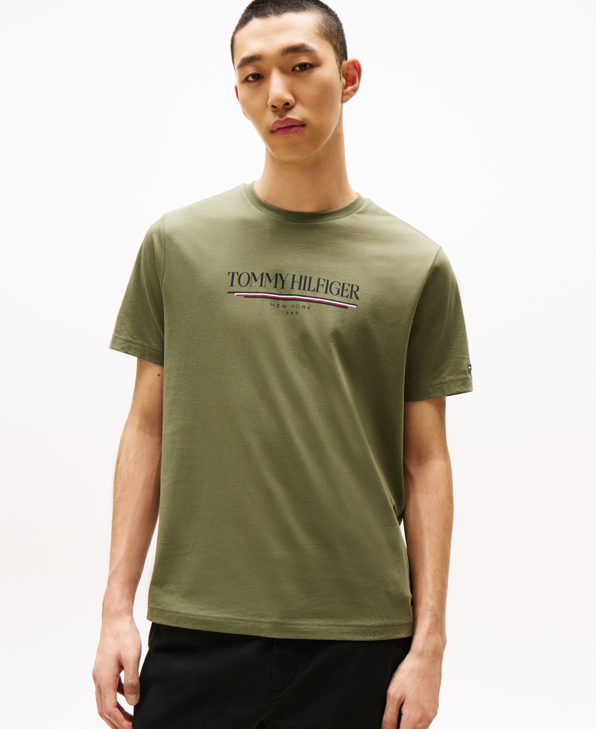 Tommy Hilfiger Tommy 1985 Stripe Logo T In Green