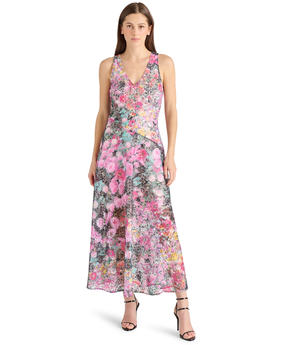 Steve Madden Women's Theo Printed Lace Sleeveless Dress In Black Multi