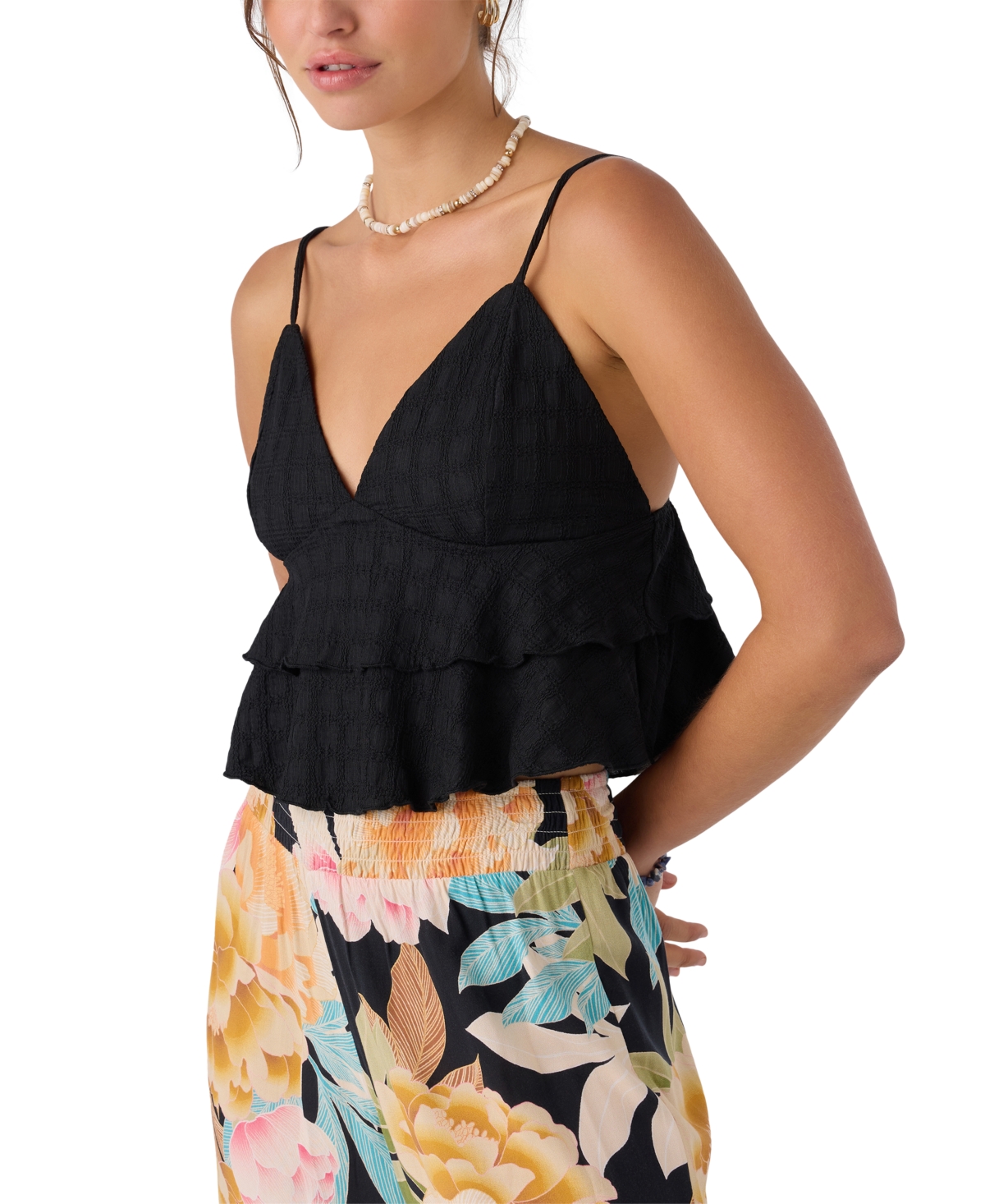 Shop O'neill Juniors' Chloey Sleeveless Flowy Tank Top In Black