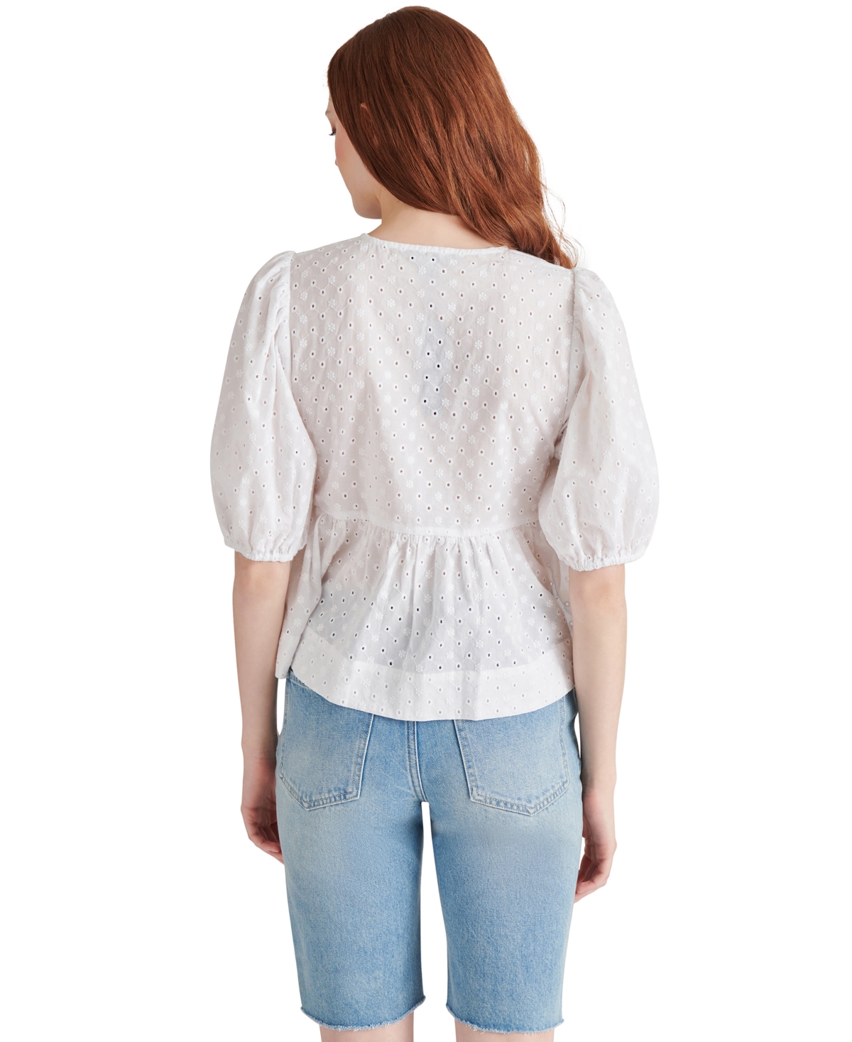 Steve Madden Paula Eyelet Embroidery Shirt In White