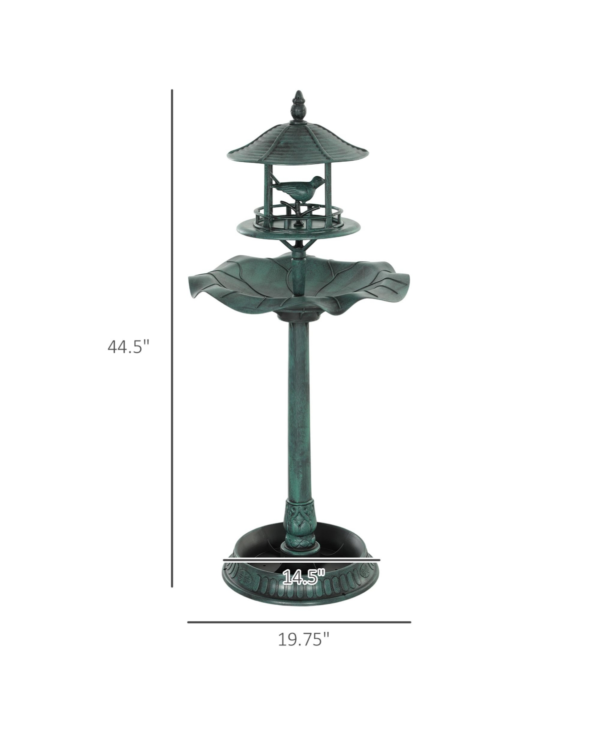 3-in-1 Outdoor Pedestal Bird Bath Feeder Planter Decor - - Antique gold (bronze)