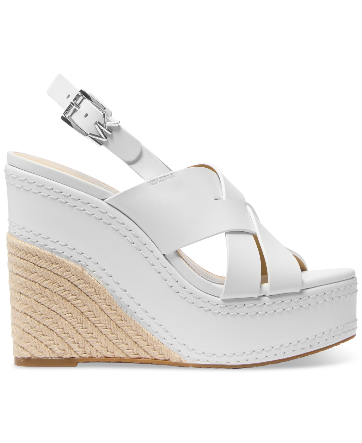 Michael Kors Nora Leather Wedge Sandal In Optic White