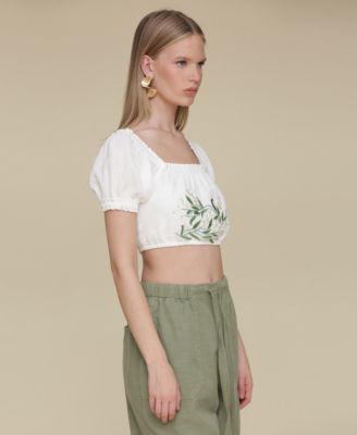 Women's Embroidered Cotton Crop Top