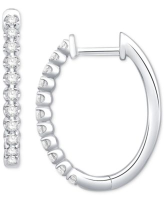 Diamond Small Hoop Earrings (1/3 ct. t.w.) in 10k White Gold or 10k Yellow Gold