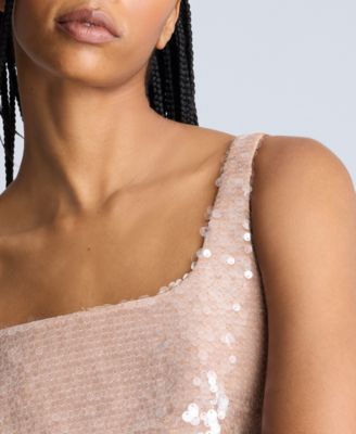 Women's Sequin-Bodice Open-Back Shift Dress