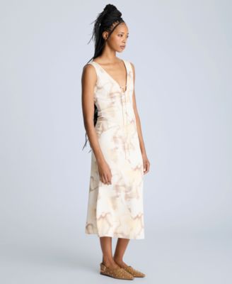 Women's Printed Tie-Detail Midi Dress