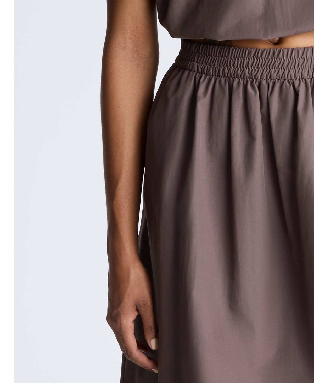 Kenneth Cole Elastic Hem Crop Top In Mocha Brown