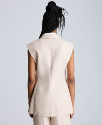 売れ筋商品|||ケネスコール カットソー トップス レディース Women's Layered Vest With Detachable Front Shirt Lt Bronze / Pure White Kenneth Cole Women's Layered Vest With Detachable Front