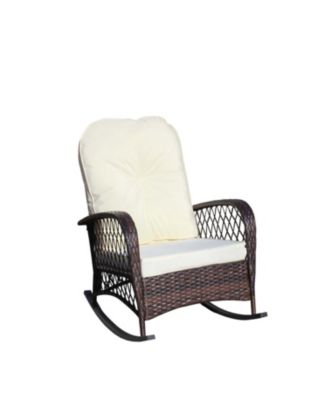 Streamdale Outdoor wicker rocking chair with cushion, Patio, garden, backyard, Beige