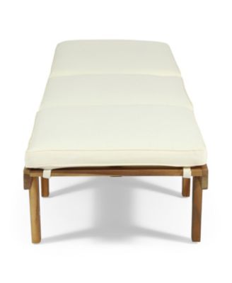 Streamdale Acacia Wood Chaise Lounge with Cushion - Teak Finish