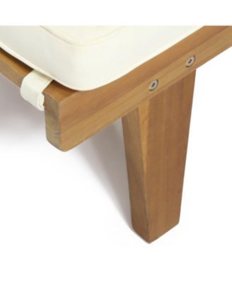 Streamdale Acacia Wood Chaise Lounge with Cushion - Teak Finish