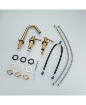 8 in. Widespread Double Handle High-Arc Bathroom Faucet Water-Saving With Drain Kit In Brushed Nickel