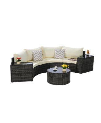 Streamdale 7-Pc Half-Moon Patio Set, Sectional Sofa & Glass Coffee Table