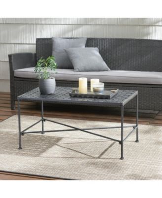 Streamdale Outdoor Iron Coffee Table - Black Brush Silver