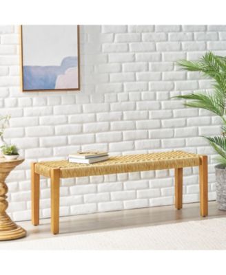 Streamdale Teak Brown Acacia & Faux Rattan Backless Garden Bench