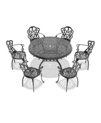 Streamdale (Cushions In Random Colors)7-Piece Set Of Cast Aluminum Patio Furniture