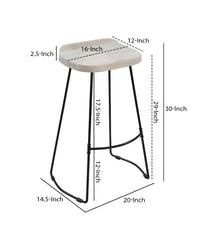 Handcrafted Backless Barstool – Washed Mango Wood Saddle Seat & Metal Base