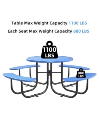 Streamdale Round Outdoor Steel Picnic Table 46" with umbrella pole,Blue