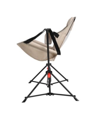 Streamdale 2x Folding Hammock Rocking Chairs, Portable, Adjustable, with Bag - Khaki