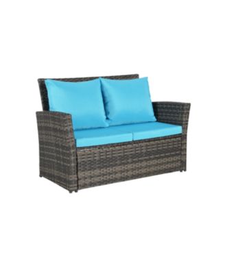 4-Piece Outdoor Patio Furniture Set, Rattan Chairs, Glass Table