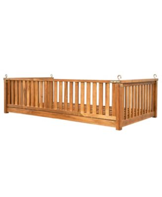 Streamdale Minimalist Twin Teak Garden Swing Bed, Safe Sloped Design