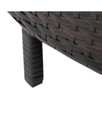 Streamdale 5-Piece Brown Wicker Patio Half-Moon Sofa Set with Gray Cushions