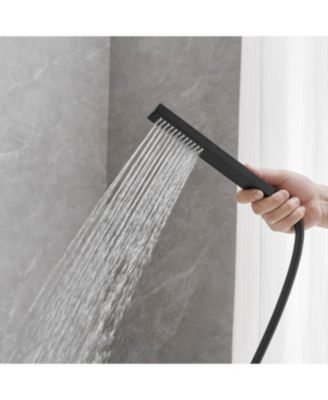 Hand Shower Brass Waterfall Floor Mount Tub Filler Single-Handle Freestanding Tub Faucet