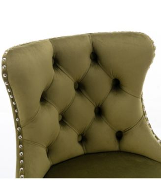 Set of 2 Adjustable Swivel Velvet Upholstered Bar Stools, Tufted, Chrome Base for Kitchen Island, Home Bar-The Pop Home