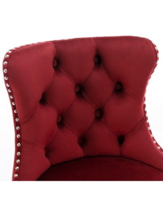 Set of 2 Adjustable Swivel Velvet Barstools with Tufted Back and Chrome Base for Kitchen Island, Home Bar & Pub