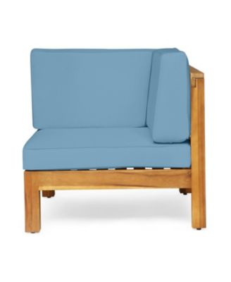 Streamdale Teak Finish Blue Outdoor Armchair Set