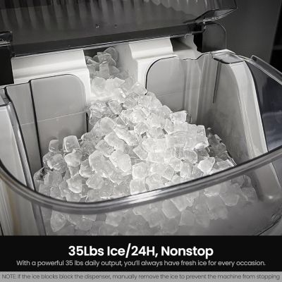 35lbs/Day,One-Click Operation,Self-Cleaning Countertop Nugget Ice Makers Ice Maker Machine