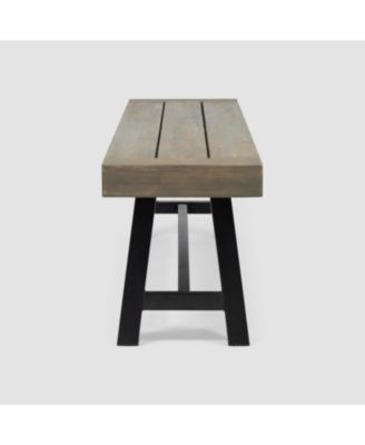 Streamdale Outdoor Acacia Wood 3 Piece Picnic Dining Set, Gray and Rustic Metal