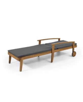 Streamdale Acacia Wood Adjustable Outdoor Chaise Lounge with Water-Resistant Cushion