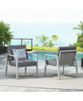 Streamdale Silver aluminum lounge chairs (set of 2) with rope accents and cushions