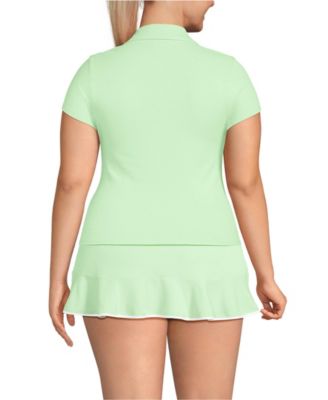 Plus Size SunShade UPF 50 Short Sleeve Pique Johnny Collar Rash Guard