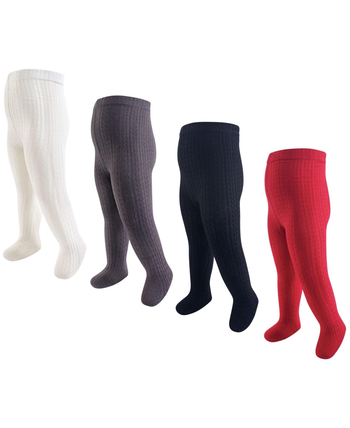 Hudson Baby Baby Girls Hudson Cotton Rich Tights, Cream Pink Cableknit, 9-18 Months - Red navy cableknit