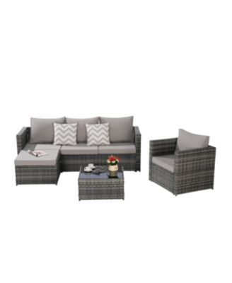 Streamdale 3-Piece Patio Set, Woven L-Shaped Sectional, Sofa, Lounger & Coffee Table