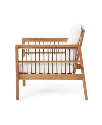 Streamdale Acacia/Wicker Outdoor Club Chair, Deep Seating, Beige Cushion