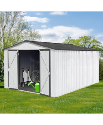 Metal Garden sheds 10ftx12ft outdoor storage sheds white+Grey