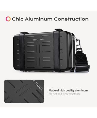 Mini Suitcase Crossbody Bag Portable Hard Shell Aluminum Cosmetic Makeup Case with Adjustable Strap Travel Handbag for Makeup Artist,Red