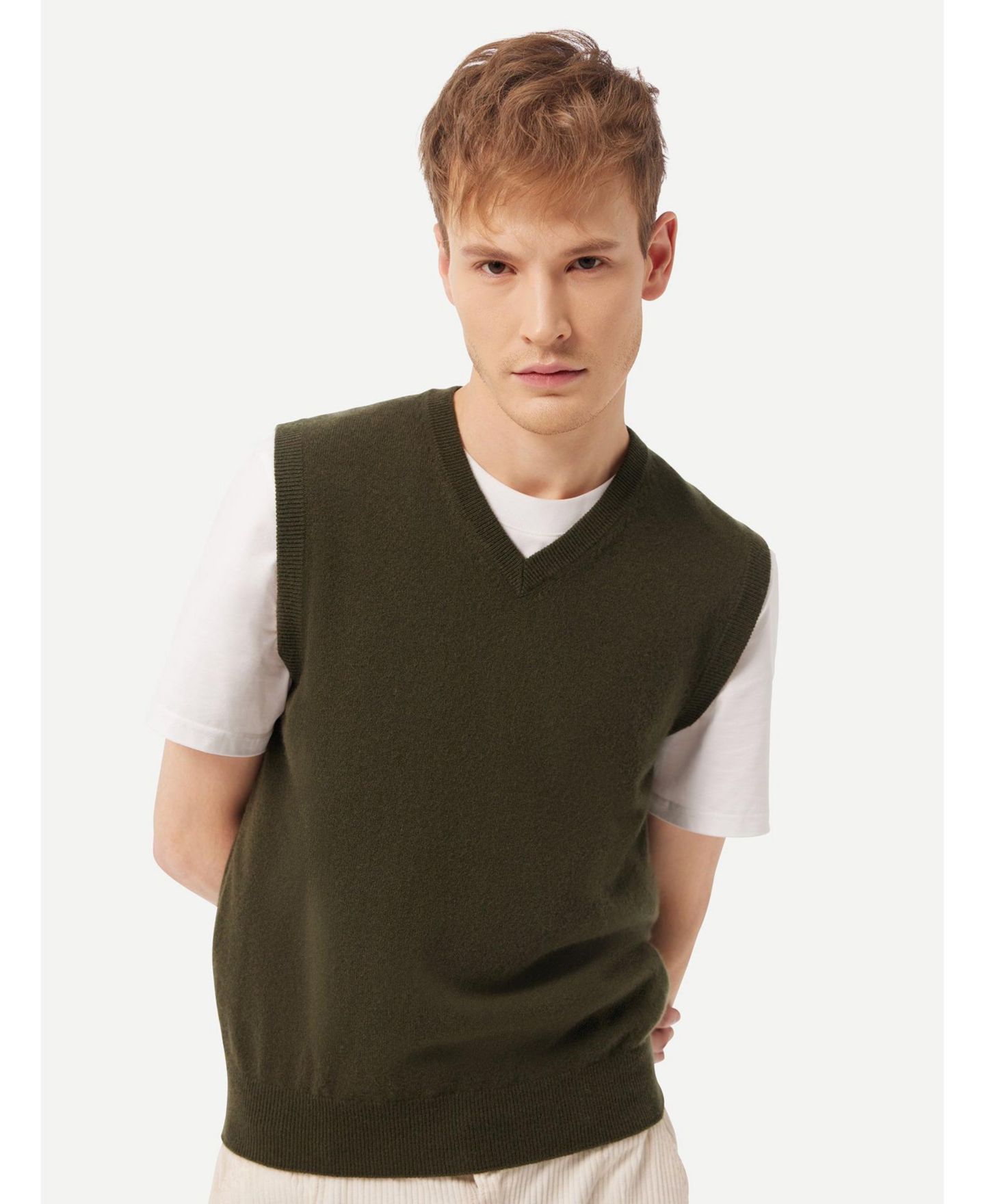 Мужской жилет Gobi Cashmere 100% Cashmere Cashmere Vest, цвет: Зелёный — фото 5