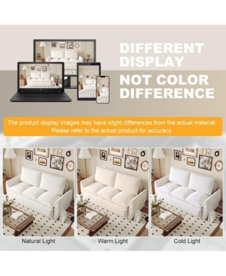 Streamdale 70" Convertible Sofa Sleeper Bed, 3-Seat Velvet Loveseat with Pillow and Blanket Set (Beige)