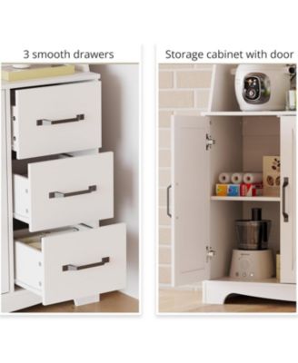 Coffee Bar Cabinet with Storage and Pegboard and Power Outlet