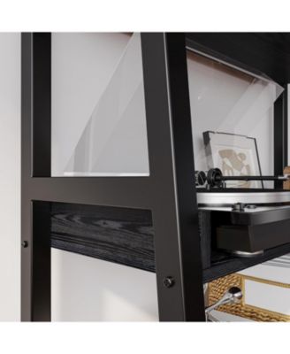 Industrial Bookshelf 5-Tier 31.5 in Wide, Bookcase Ladder Shelf