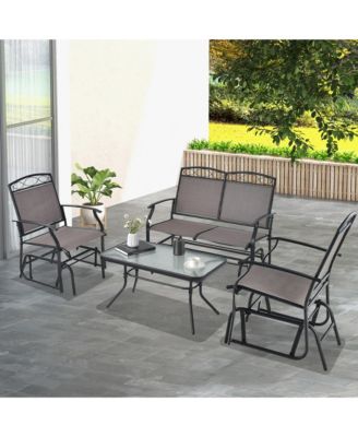 4PCS Outdoor Glider Chair & Table Set Patio Conversation Furniture Set