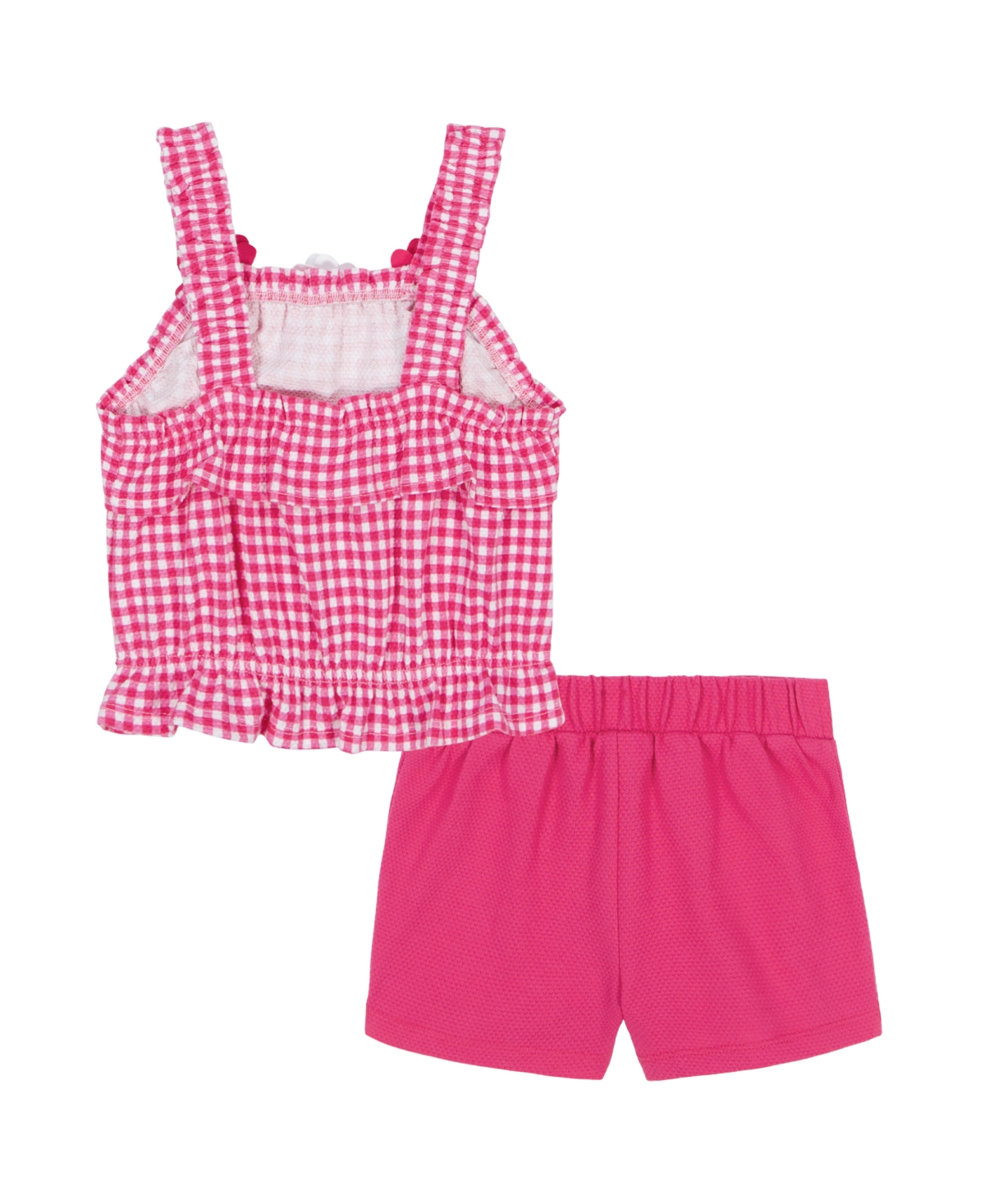 Kids Headquarters Baby Girls 2-piece Gingham Popcorn Knit Top And Solid Shorts Set