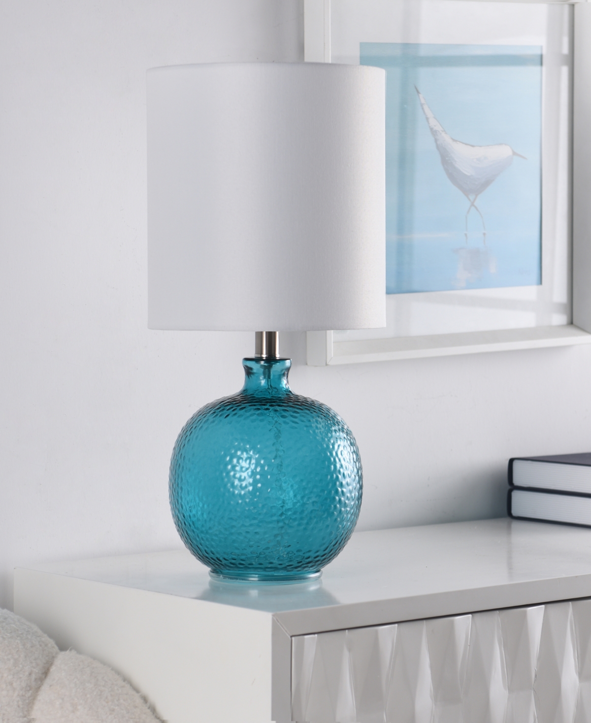 Shop Stylecraft Home Collection 20" Antique Glass Table Lamp In Blue