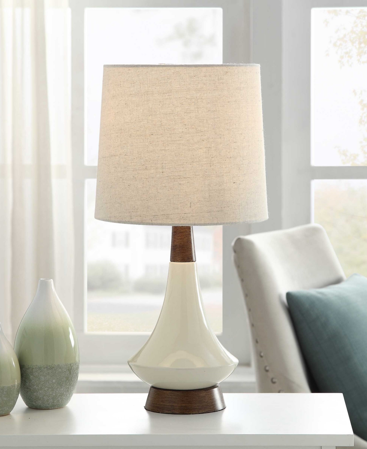 Stylecraft Home Collection 18.5" Mid Century Modern Ceramic Table Lamp In White