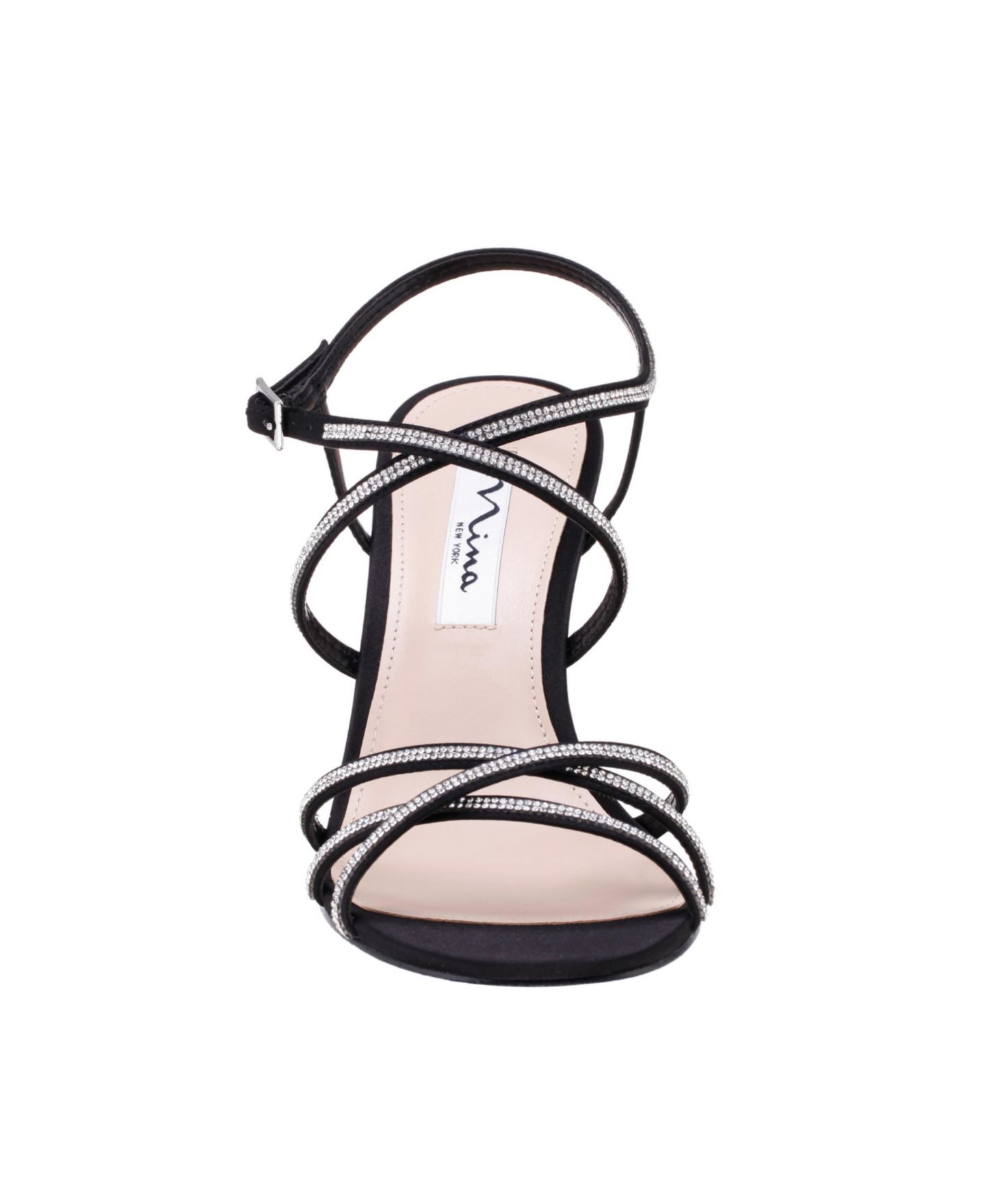 Женские сандалии Nina Anna Crystal Embellished Strappy Dress Sandals, цвет: Чёрный — фото 4